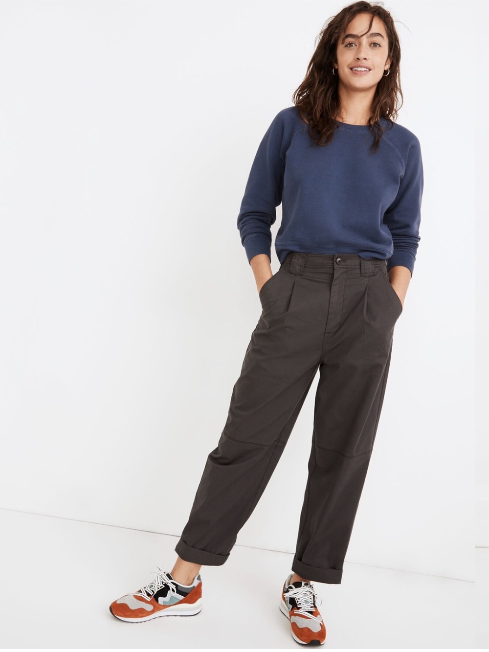 Madewell Pleated Slouchy Chino Pants Coal Size 6